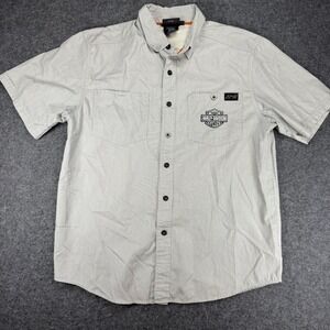 Harley Davidson Cycles H-D Striped Short Sleeve Button Up Shirt Large L